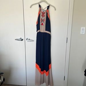 Multi colored halter maxi dress